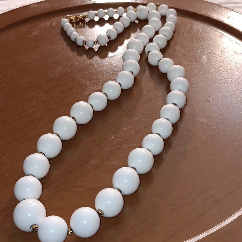 Monet Elegant White Beaded Vintage Necklace